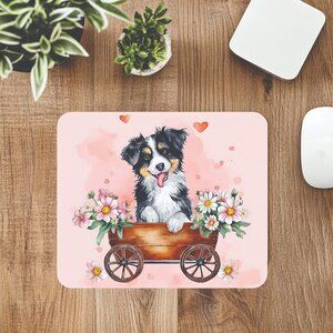 Kawaii Australian Shepherd Computer Mousepad Office Decor Handmade
